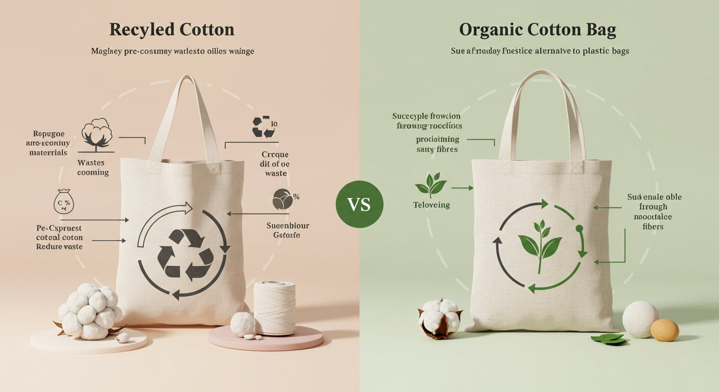 Taschen aus recycelter Baumwolle vs. Bio-Baumwolle