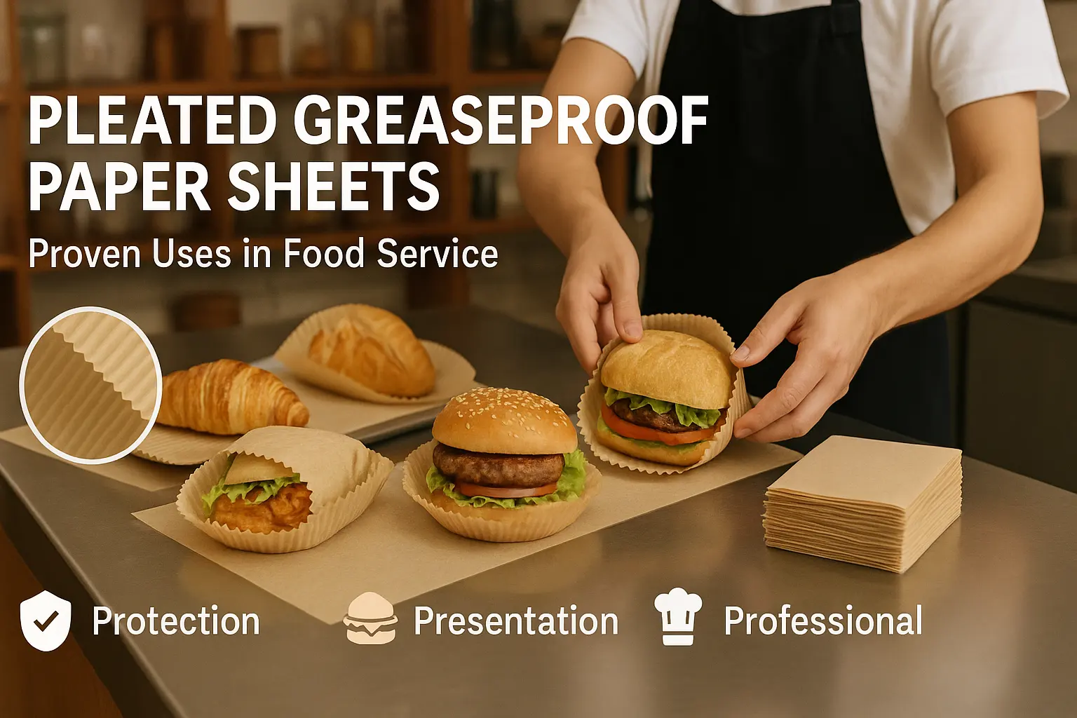 pleated sheet of greaseproof paper